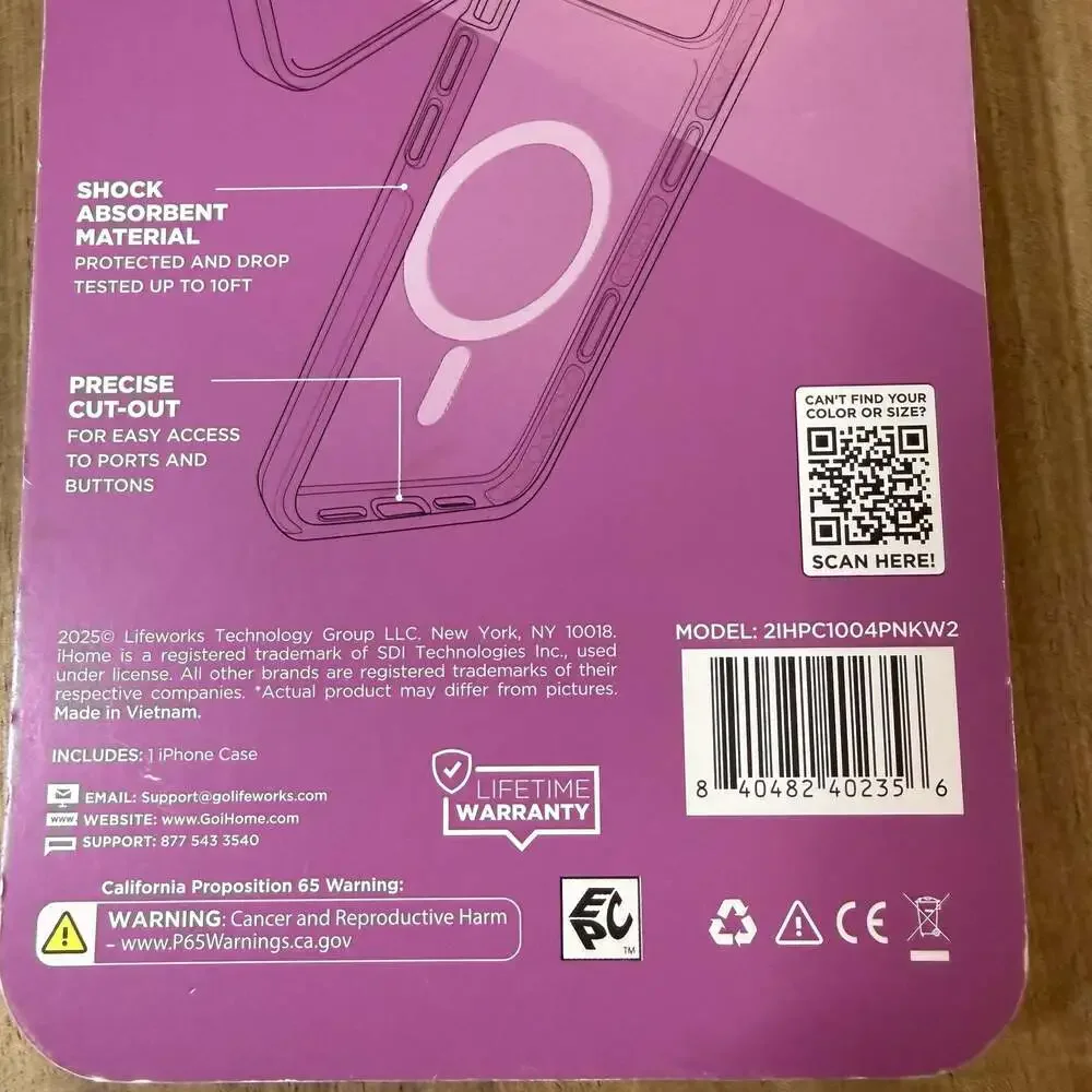 iHome Velo Case MagSafe Compatible for iPhone 17 Air Pink
